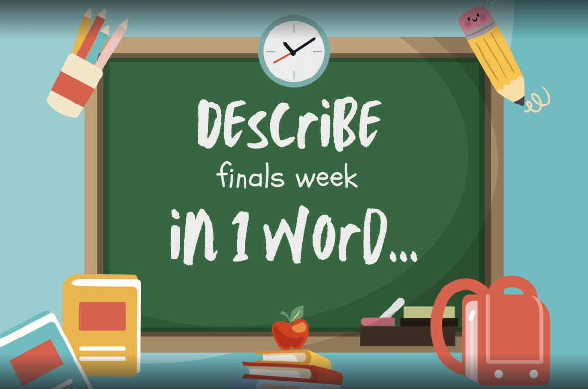 Cover image for the Rayport "Describe finals week in 1 word", by Senior Layla Platt.